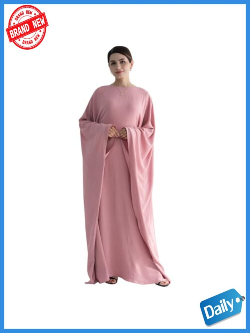 Women's Bat Sleeve Islamic Maxi Robe Abaya Dress Eid Kaftan